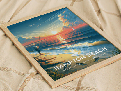 Hampton Beach, New Hampshire Poster | State Park, New Hampshire | State Park Destination Print Wall Art — styled in a modern