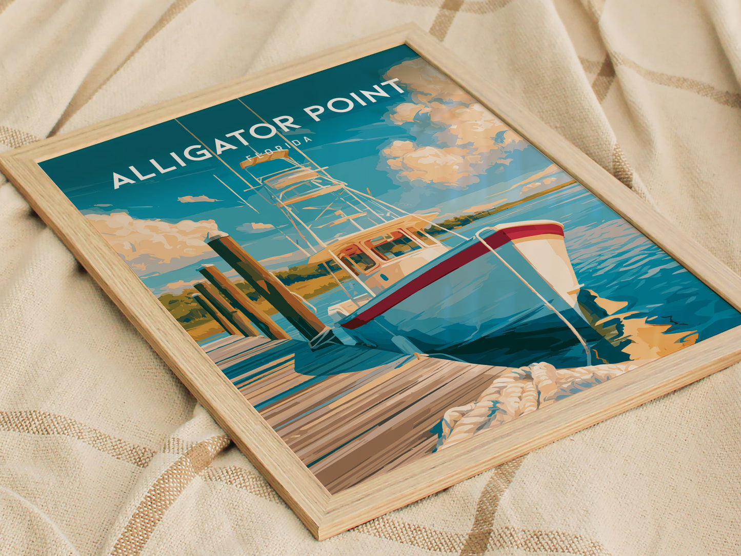 Alligator Point, Florida Poster | Wild Gulf Shore Serenity Wall Art — styled in a modern interior
