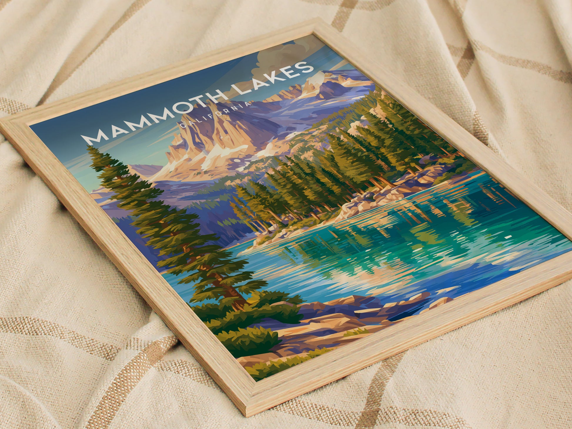 Mammoth Lakes, California Poster | Alpine Lake & Mountain Wilderness Wall Art — styled in a modern interior