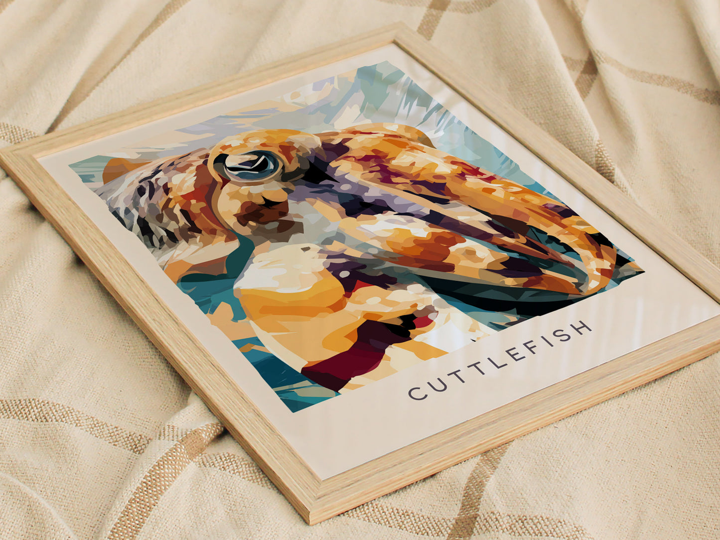 Cuttlefish Wildlife Poster | Vibrant Ocean Cephalopod Art Wall Art — styled in a modern interior