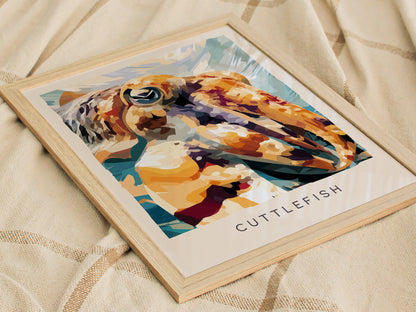 Cuttlefish Wildlife Poster | Vibrant Ocean Cephalopod Art Wall Art — styled in a modern interior