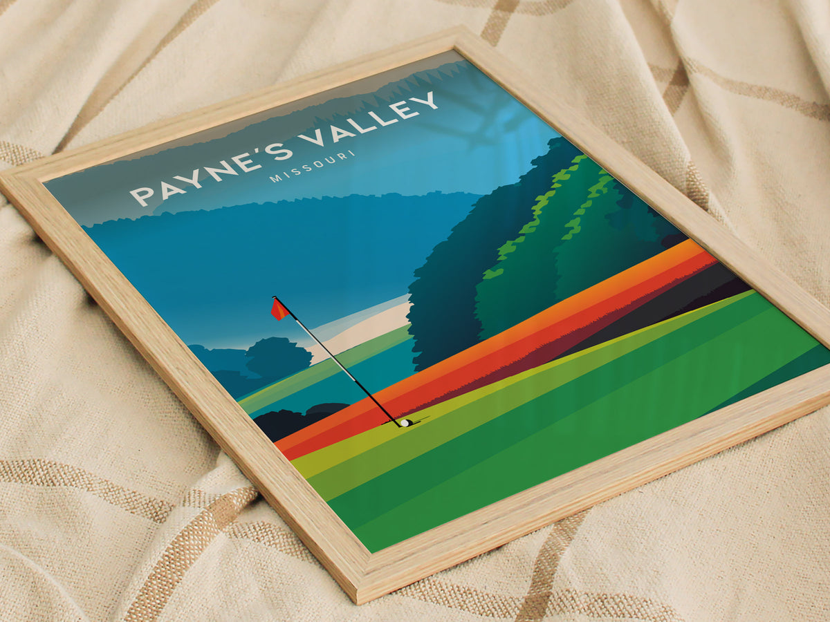 Payne's Valley, Missouri Poster | Links Poster & Golfer Gift Wall Art — styled in a modern interior