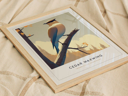 Cedar Waxwing Audubon Print | Bird Lover Modern Wall Art | Framed or Unframed