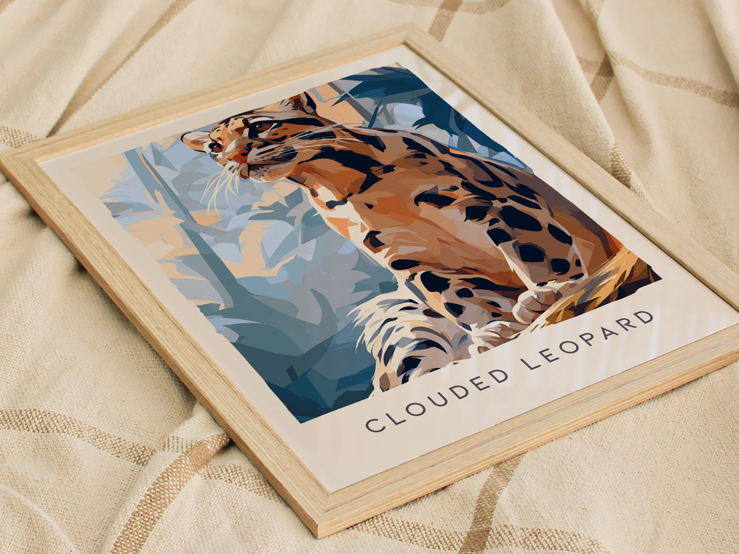 Clouded Leopard, Neofelis Nebulosa Poster | Exotic Wildlife Wall Art — styled in a modern interior