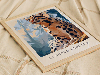 Clouded Leopard, Neofelis Nebulosa Poster | Exotic Wildlife Wall Art — styled in a modern interior