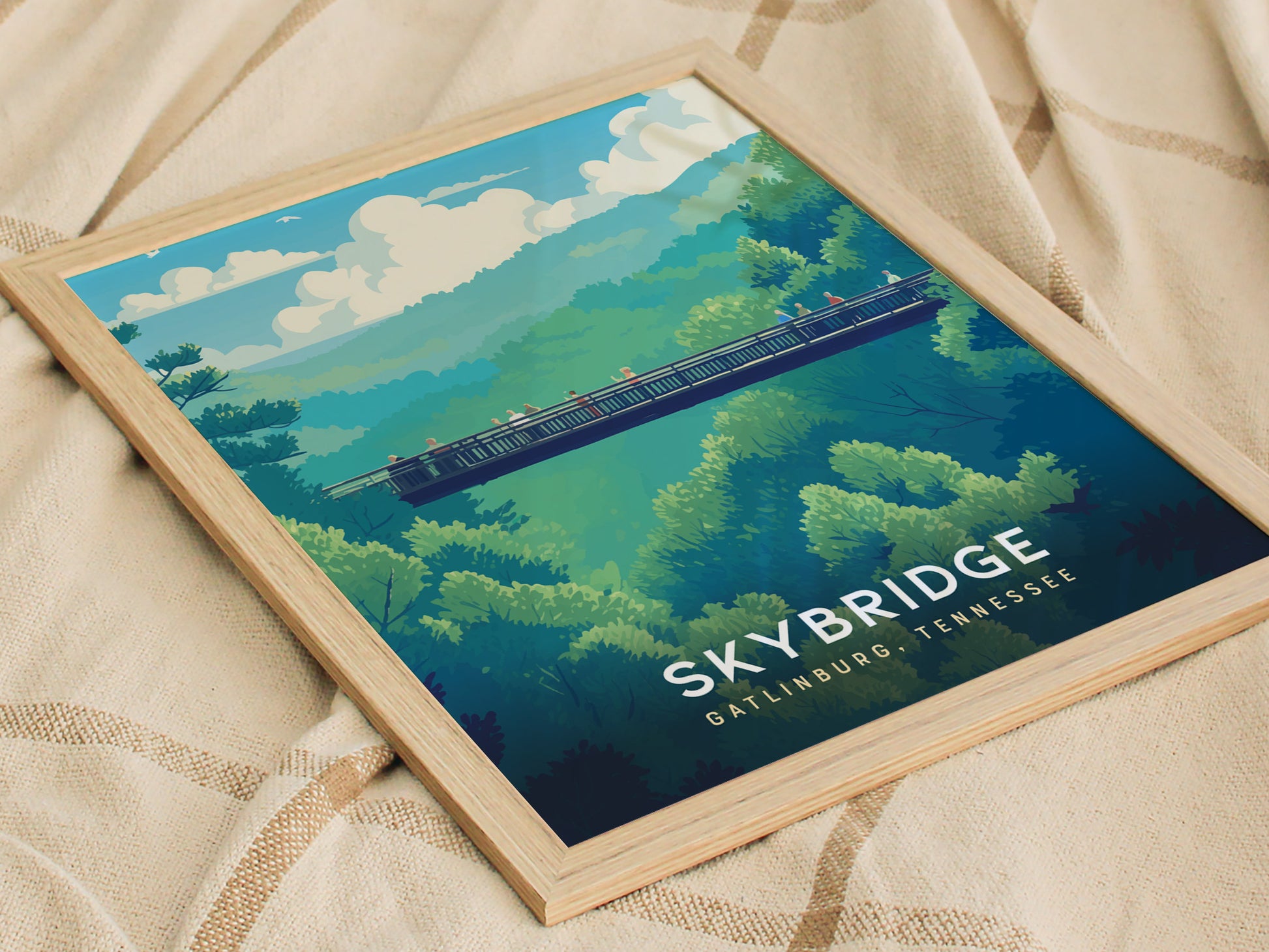 Gatlinburg SkyBridge Poster | Great Smoky Mountains Hiker Wall Art | Framed or Unframed