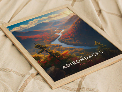 Adirondacks Mountains New York Poster | Scenic NY Nature Wall Art | Framed or Unframed