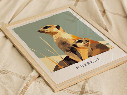 Meerkat, Suricata suricatta Poster | Bold Safari Wildlife Wall Art — styled in a modern interior