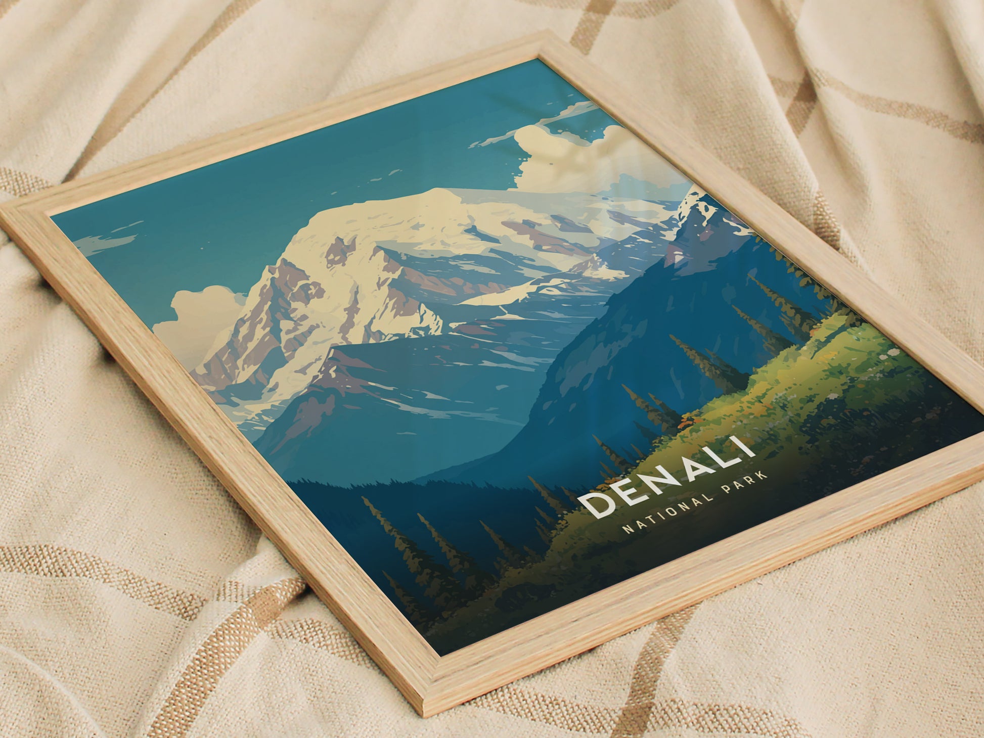 Denali National Park Poster | Alaska Hiker Print Wall Art | Framed or Unframed