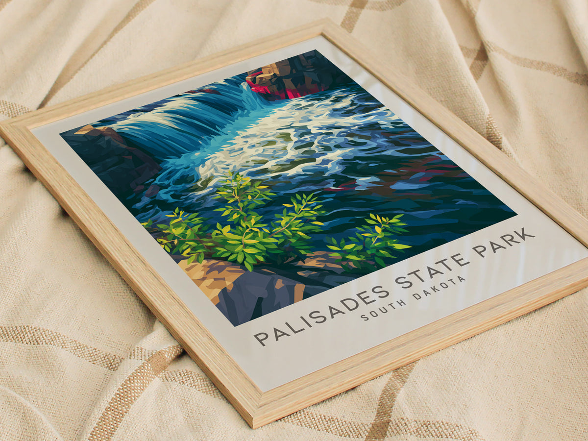 Palisades State Park Matte Border Poster | South Dakota Destination Print Travel Wall Art — styled in a modern interior