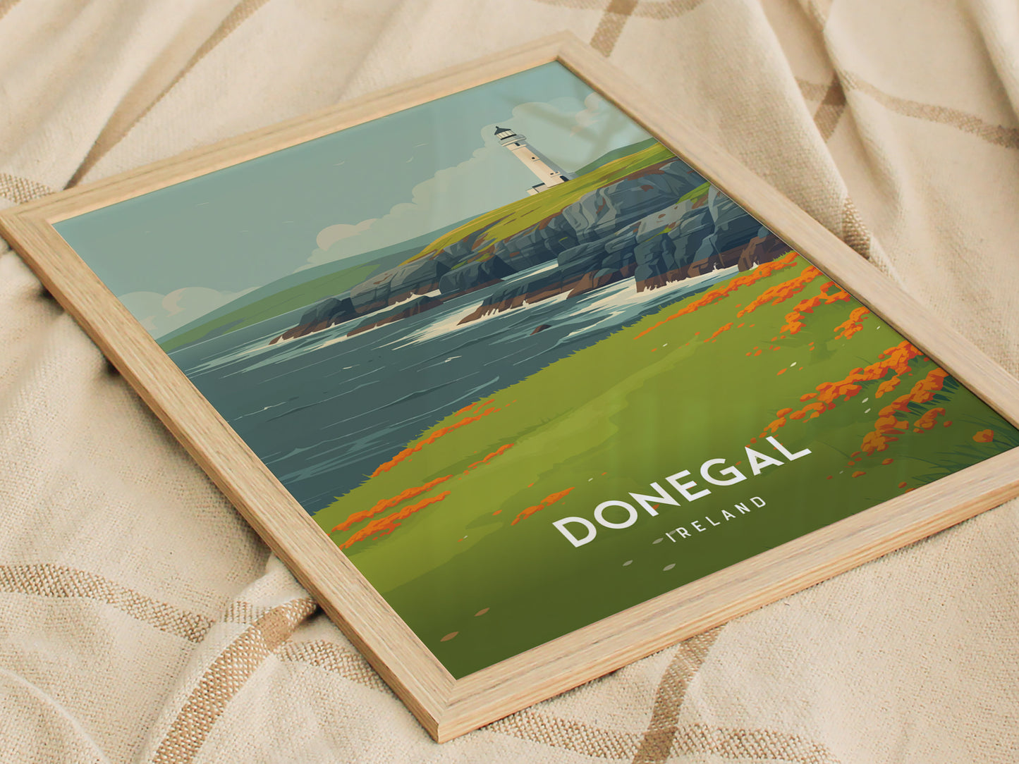 Donegal, Ireland Poster | Rugged Cliffs & Celtic Coast Wall Art — styled in a modern interior
