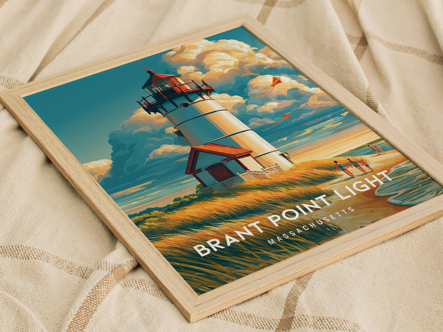 Brant Point Light, Massachusetts Poster | Nantucket Lighthouse & Harbor Wall Art — styled in a modern interior