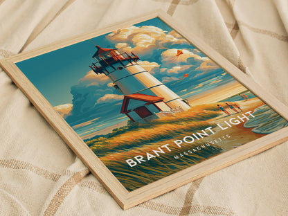 Brant Point Light, Massachusetts Poster | Nantucket Lighthouse & Harbor Wall Art — styled in a modern interior