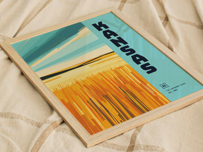 Kansas Jayhawk State Poster | Great Plains Wall Art