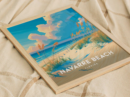 Navarre Beach, Florida Poster | Sugar-White Shores & Emerald Waters Wall Art — styled in a modern interior