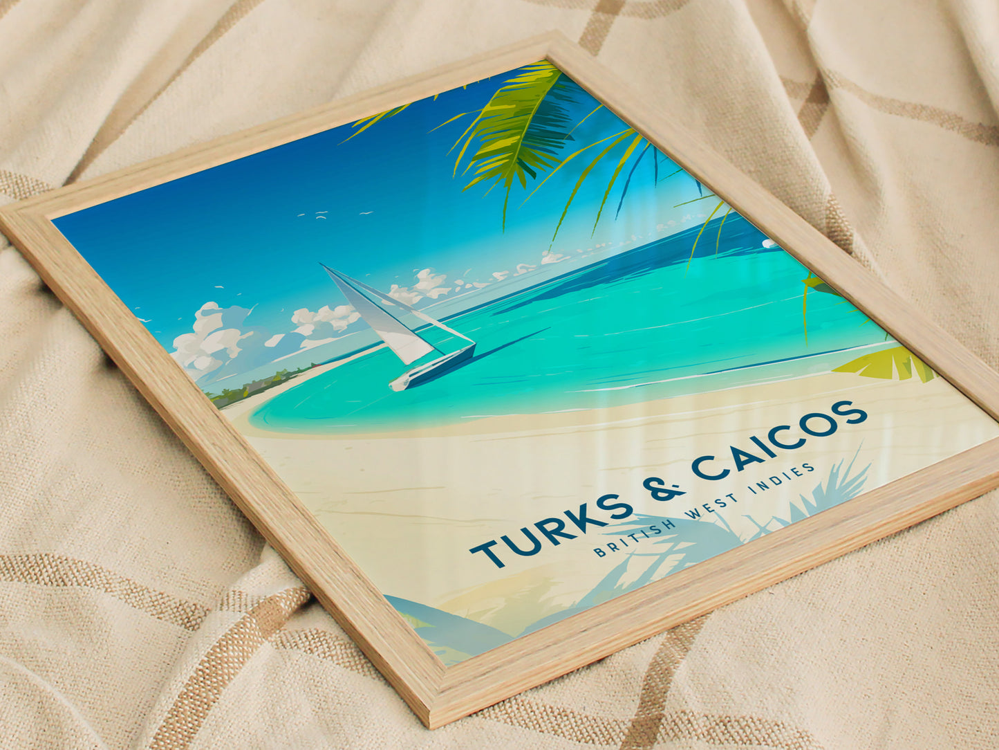 Turks and Caicos Poster | Grace Bay Beach Art | Caribbean Honeymoon Gift
