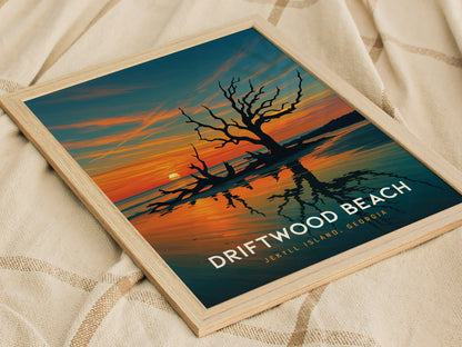 Driftwood Beach Poster | Jekyll Island Georgia Coastal Wall Art | Framed or Unframed