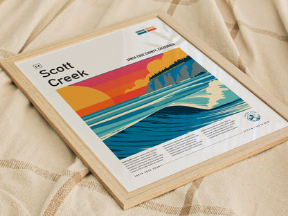 Scott Creek, Santa Cruz County, California Poster | Surf Wall Art & Wave Print Wall Art — styled in a modern interior