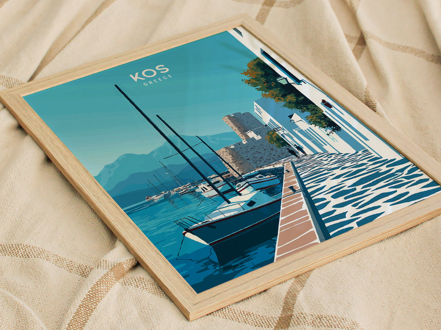 Kos Greece Poster | Aegean Island Harbor Wall Art