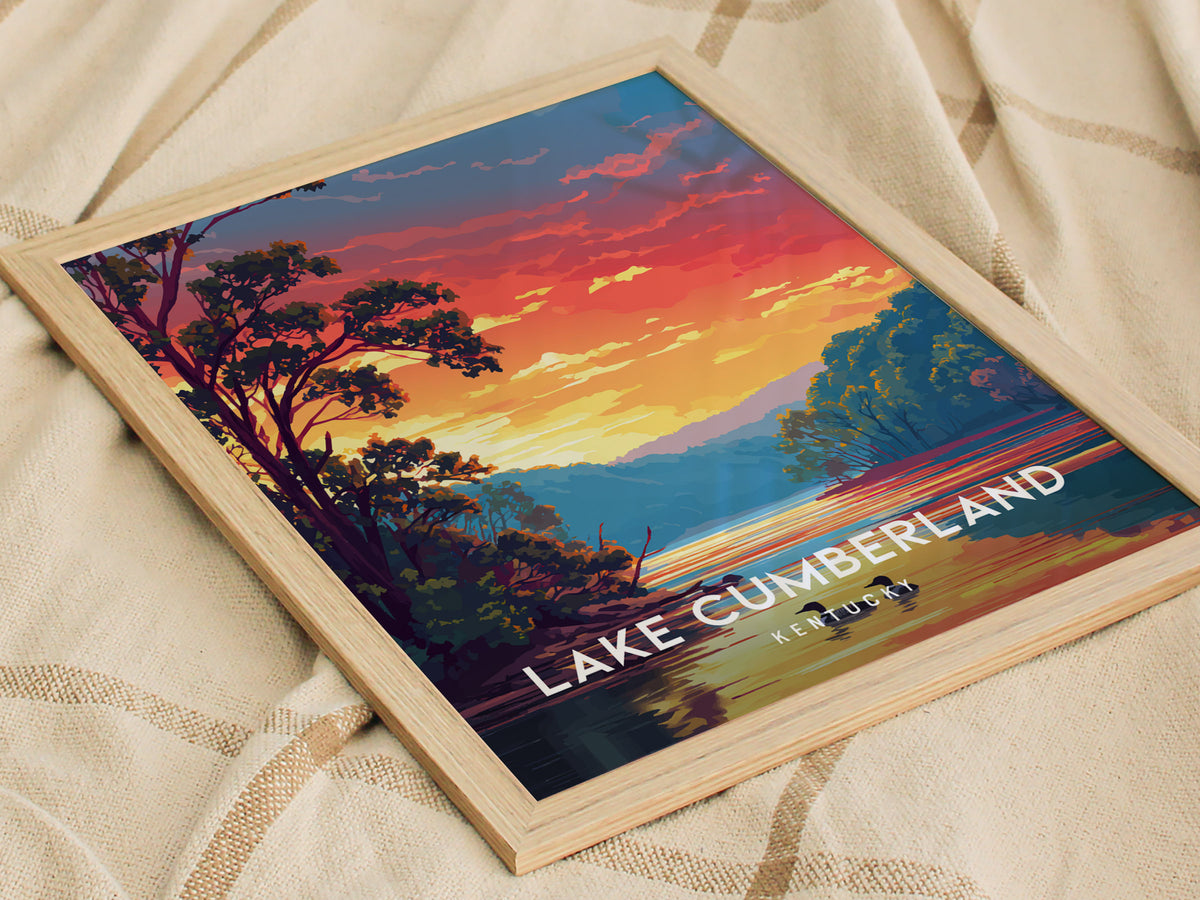 Lake Cumberland, Kentucky Poster | Lakeside Vacation Wall Art — styled in a modern interior