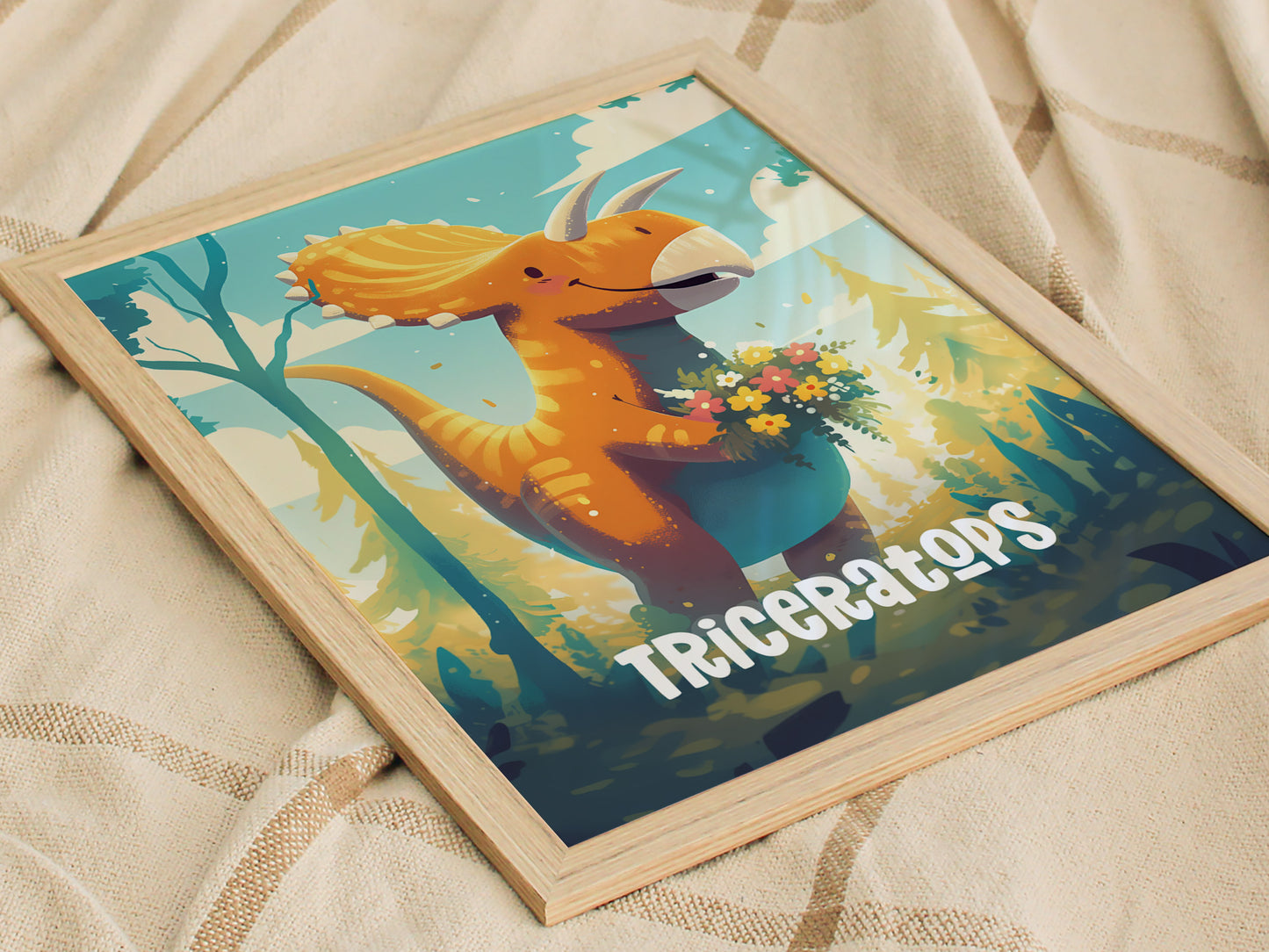 Triceratops Poster | Adventure Dinos Kids Room Art | Dinosaur Nursery