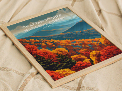 Chattahoochee National Forest, Georgia Poster | Mountain Wilderness Destination Print Wall Art — styled in a modern interior