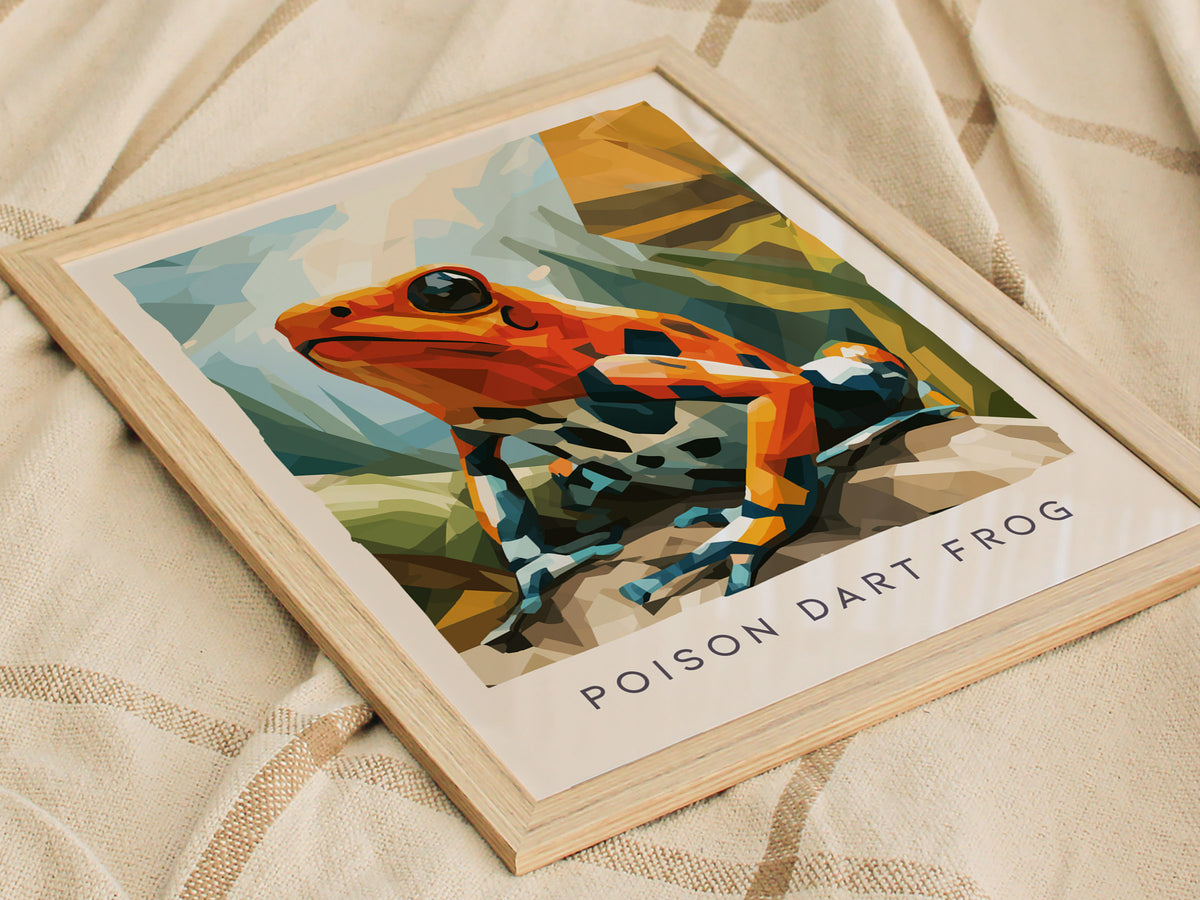 Poison Dart Frog Poster | Vibrant Rainforest Wildlife Art Wall Art — styled in a modern interior