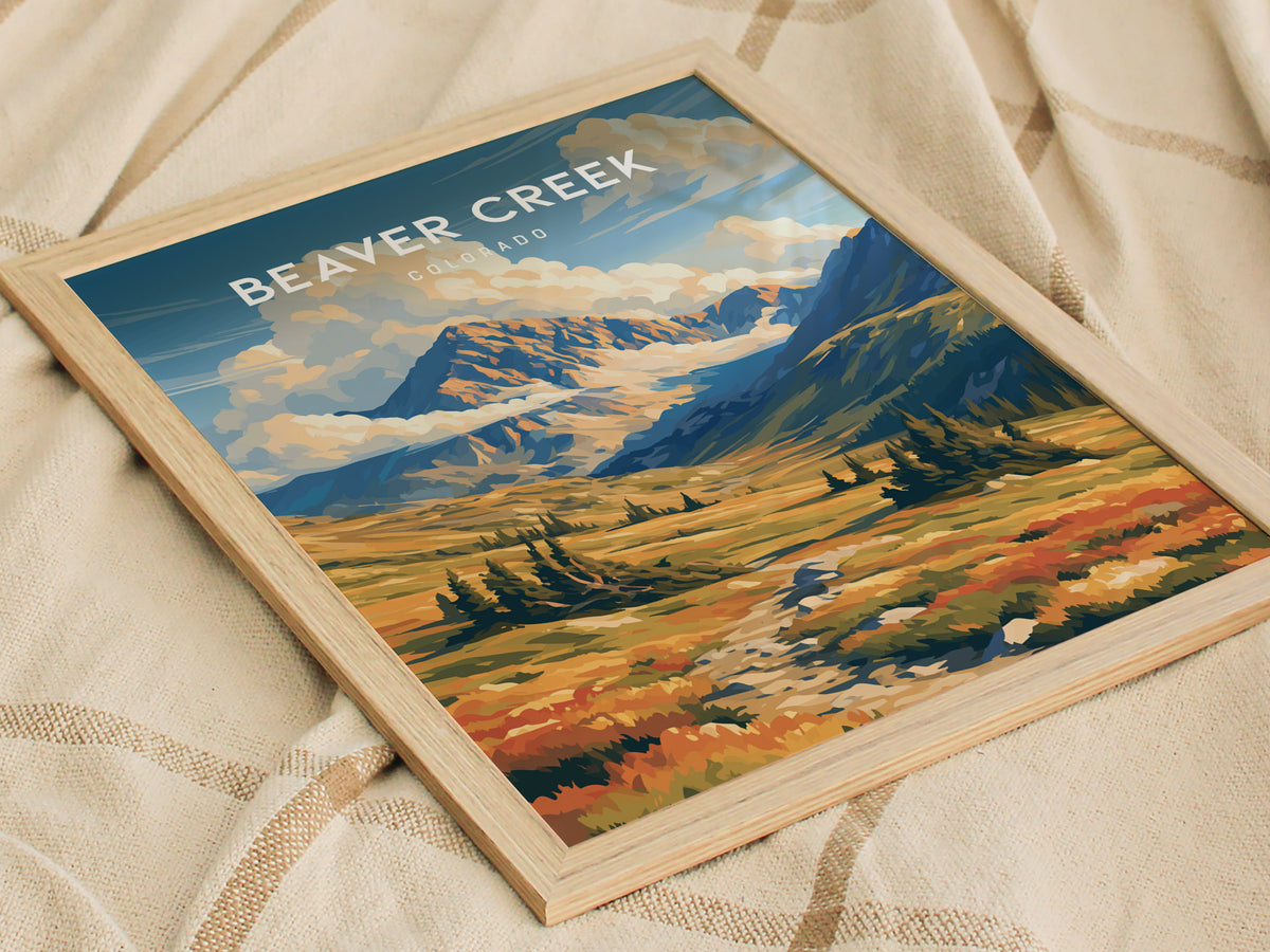 Beaver Creek, Colorado Poster | Alpine Village & Ski Mountain Wall Art — styled in a modern interior