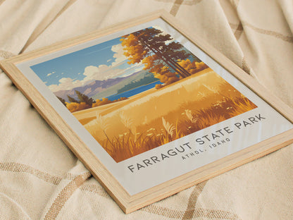 Farragut State Park Matte Border Poster | Athol, Idaho Travel Wall Art — styled in a modern interior