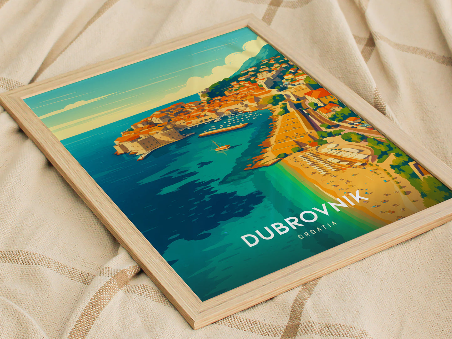 Dubrovnik Croatia Poster | Coastal Old Town Wall Art | Framed or Unframed