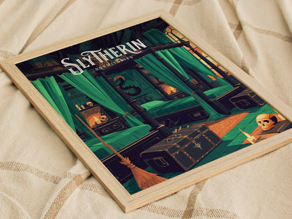 Slytherin Poster | Harry Potter Hogwarts Dorm Art | Wizarding World Gift