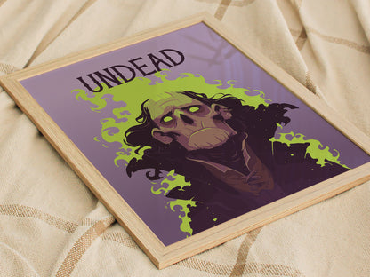 Undead Warlock Poster | D&D Fantasy Art | RPG Necromancer Game Room Print