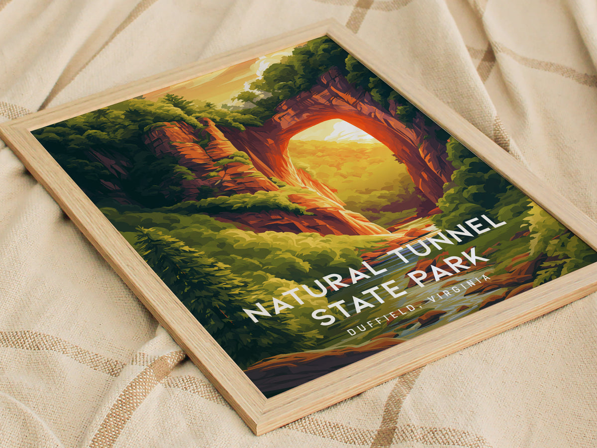 Natural Tunnel State Park, Duffield, Virginia Poster | Appalachian Wonder Destination Print Wall Art — styled in a modern int