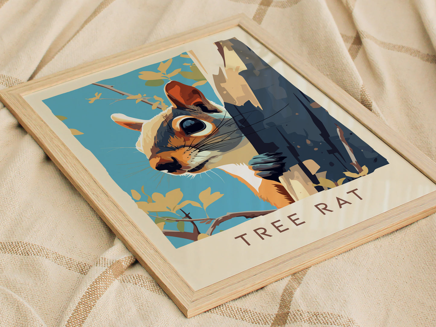 Tree Rat Poster | Urban Wildlife Squirrel Art | Funny Animal Wall Art