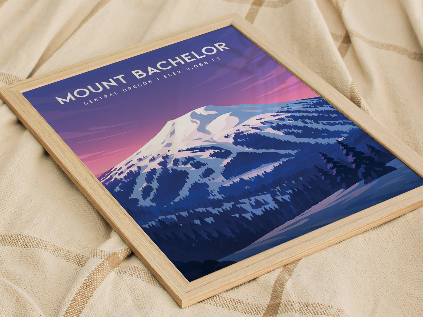 Mount Bachelor Poster | Oregon Cascade Minimalist Wall Art