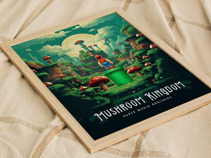 Mushroom Kingdom Poster | Mario Brothers Movie Fan Art Wall Print