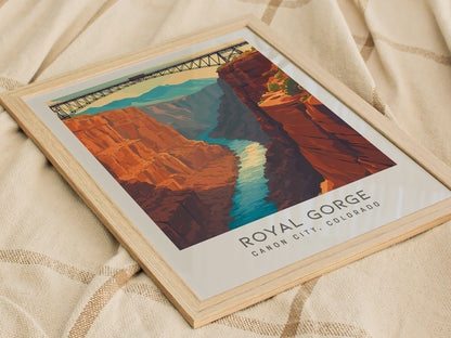 Royal Gorge Matte Border Poster | Canon City, Colorado Travel Wall Art — styled in a modern interior