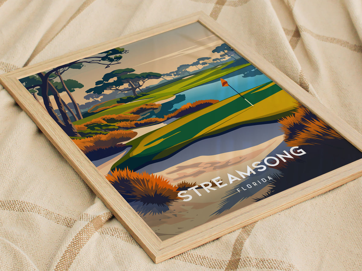 Streamsong, Florida Poster | Links Poster & Golfer Gift Wall Art — styled in a modern interior