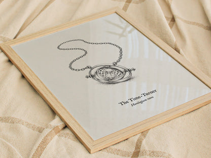 The Time-Turner Poster | Horologium Retro Pen and Ink Print | Vintage Scientific Illustration Wall Art — styled in a modern i