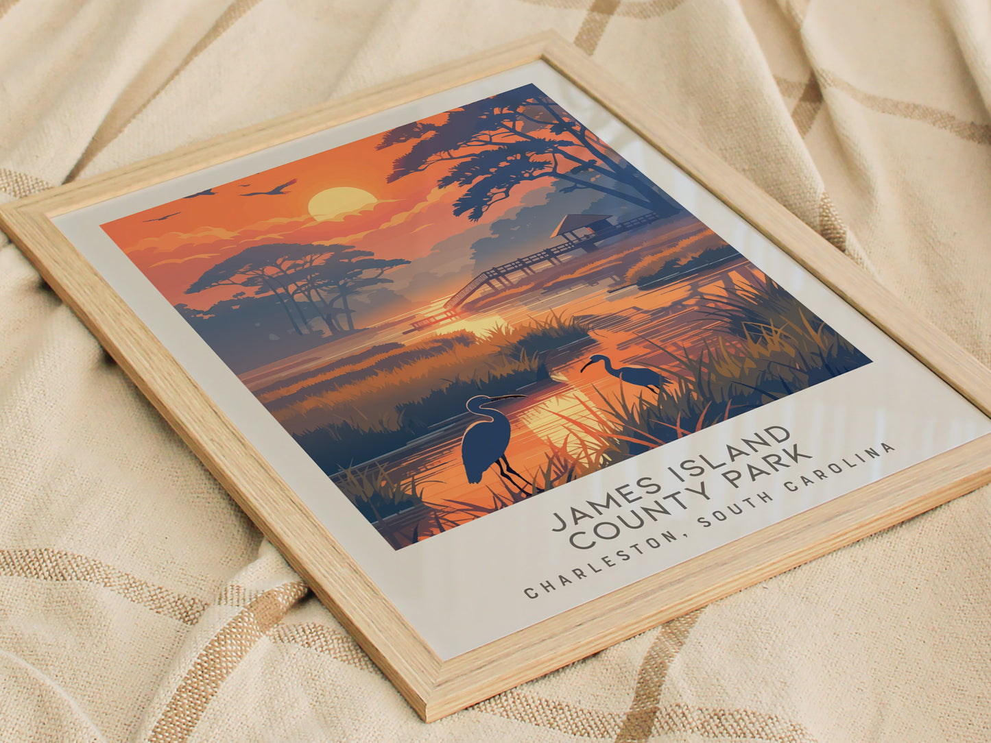 James Island County Park Matte Border Poster | Charleston, South Carolina Beach House Decor — styled in a modern interior