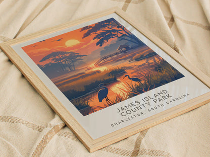 James Island County Park Matte Border Poster | Charleston, South Carolina Beach House Decor — styled in a modern interior