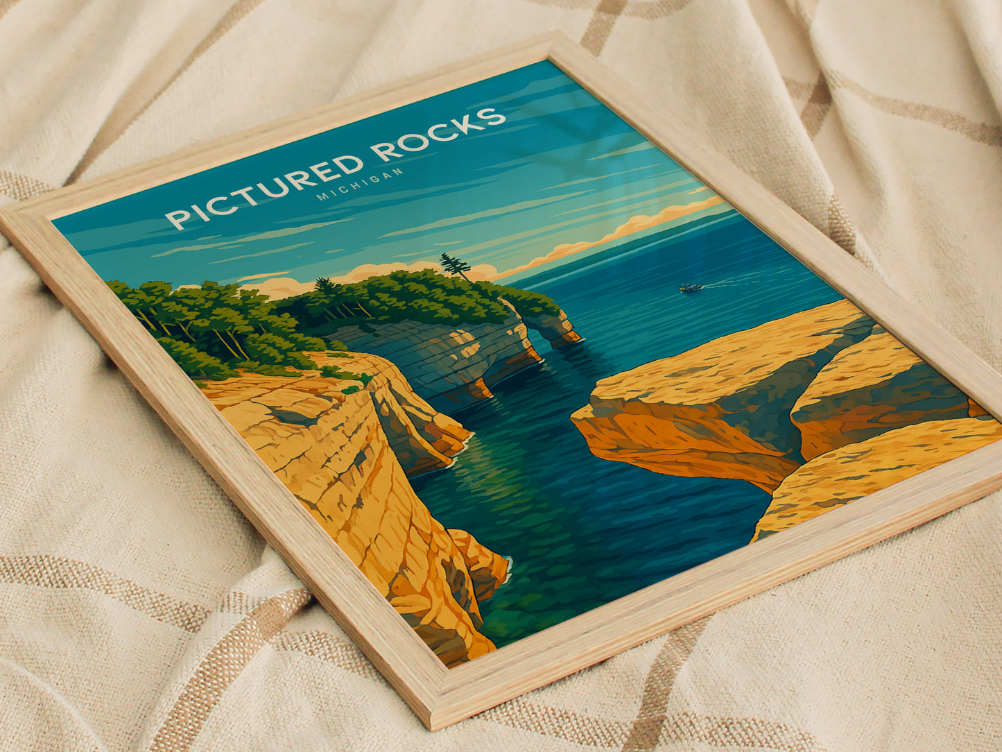 Pictured Rocks Michigan Poster | Lake Superior Wall Art Print