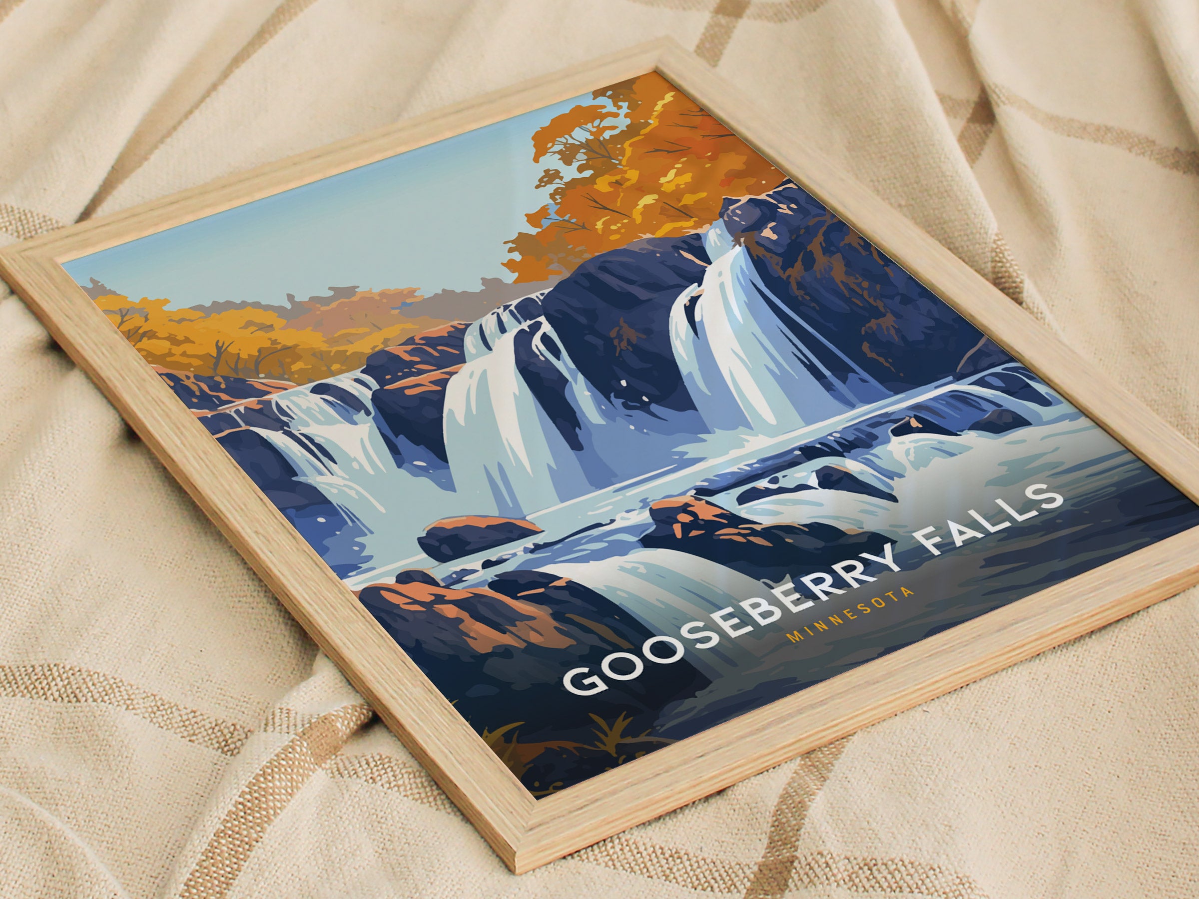 Gooseberry Falls Poster | Minnesota Waterfall Wall Art | Framed or