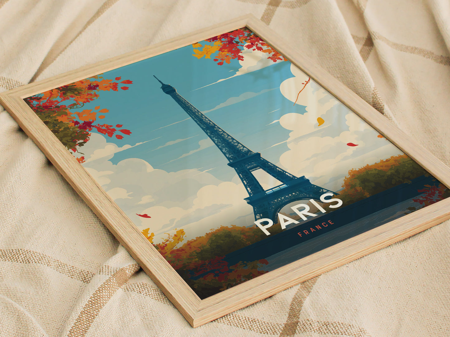 Eiffel Tower Paris Poster | France Landmark Wall Art | Framed of Unframed