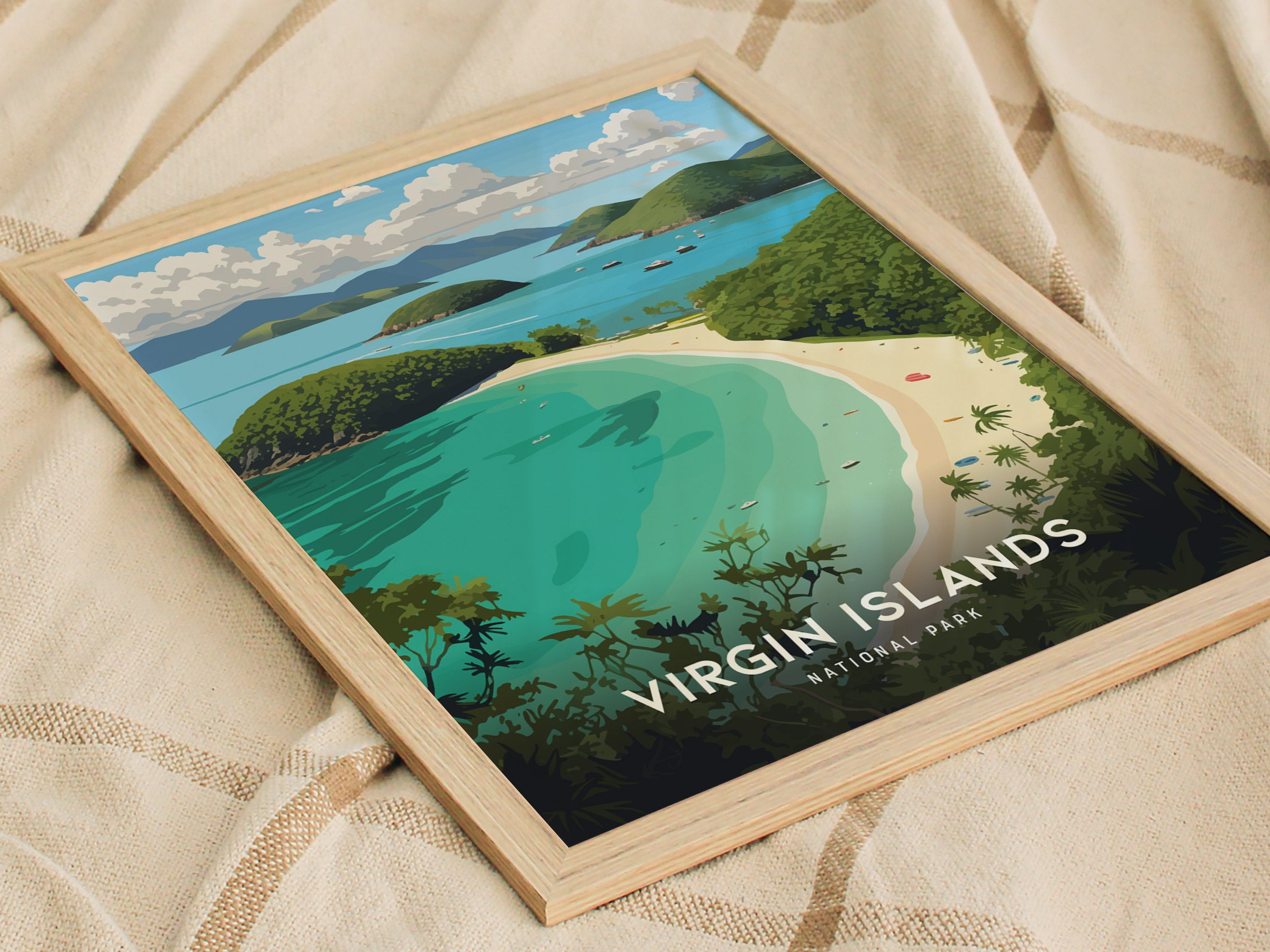Virgin Islands National Park Poster | Trunk Bay Beach Art | Framed