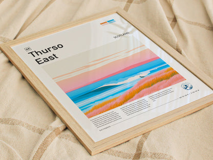 Thurso East, Scotland Poster | Rugged Surf Break Coastal Poster Wall Art — styled in a modern interior