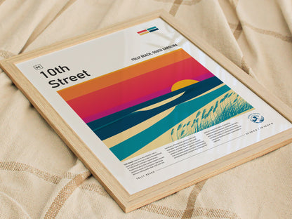 10th Street, Folly Beach, South Carolina Poster | Surf Wall Art & Beach House Decor — styled in a modern interior