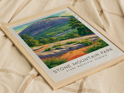 Stone Mountain Park Matte Border Poster | Stone Mountain, Georgia Destination Print — styled in a modern interior