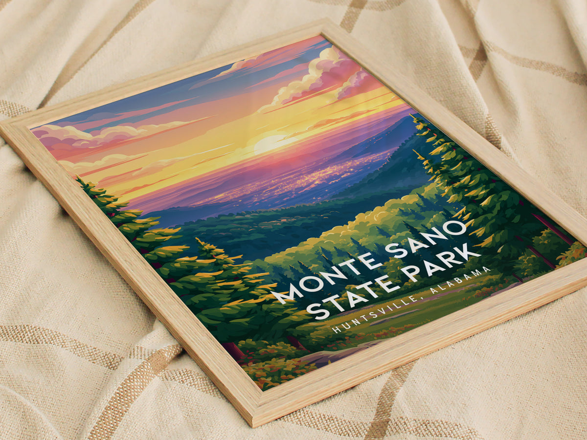 Monte Sano State Park, Huntsville, Alabama Poster | Mountain Forest Trail Destination Print Wall Art — styled in a modern int