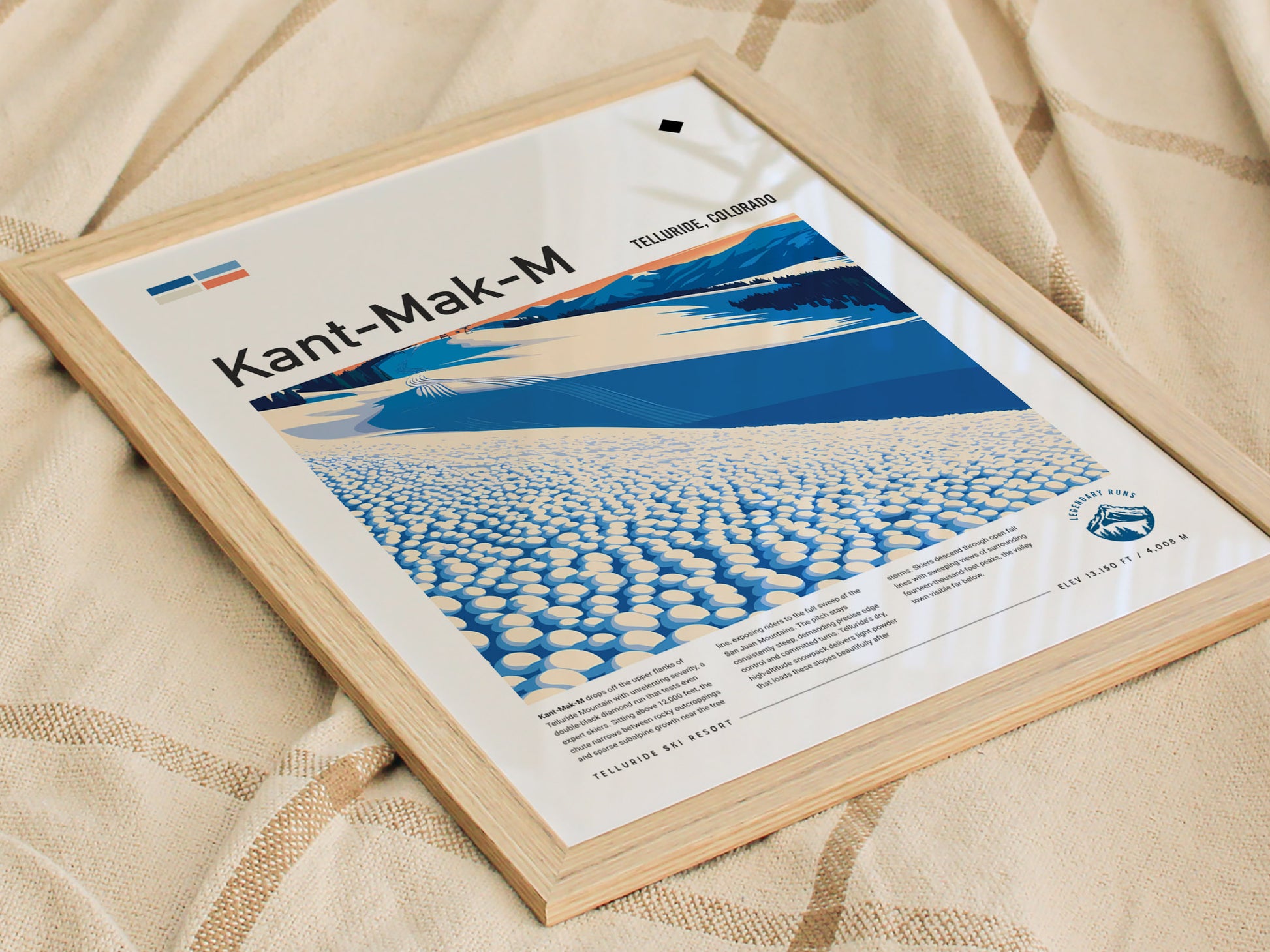 Kant-Mak-M, Telluride Poster | Alpine Ski Run Mountain Wall Art — styled in a modern interior
